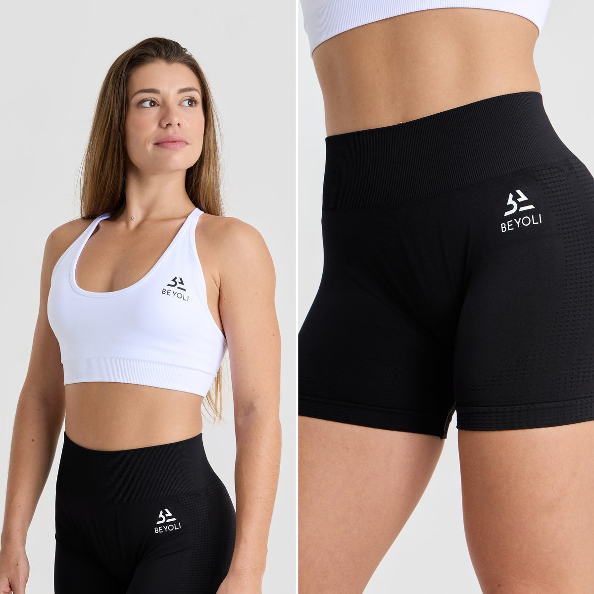Pack Short + Brassière Seamless Beyoli - Noir/Blanc